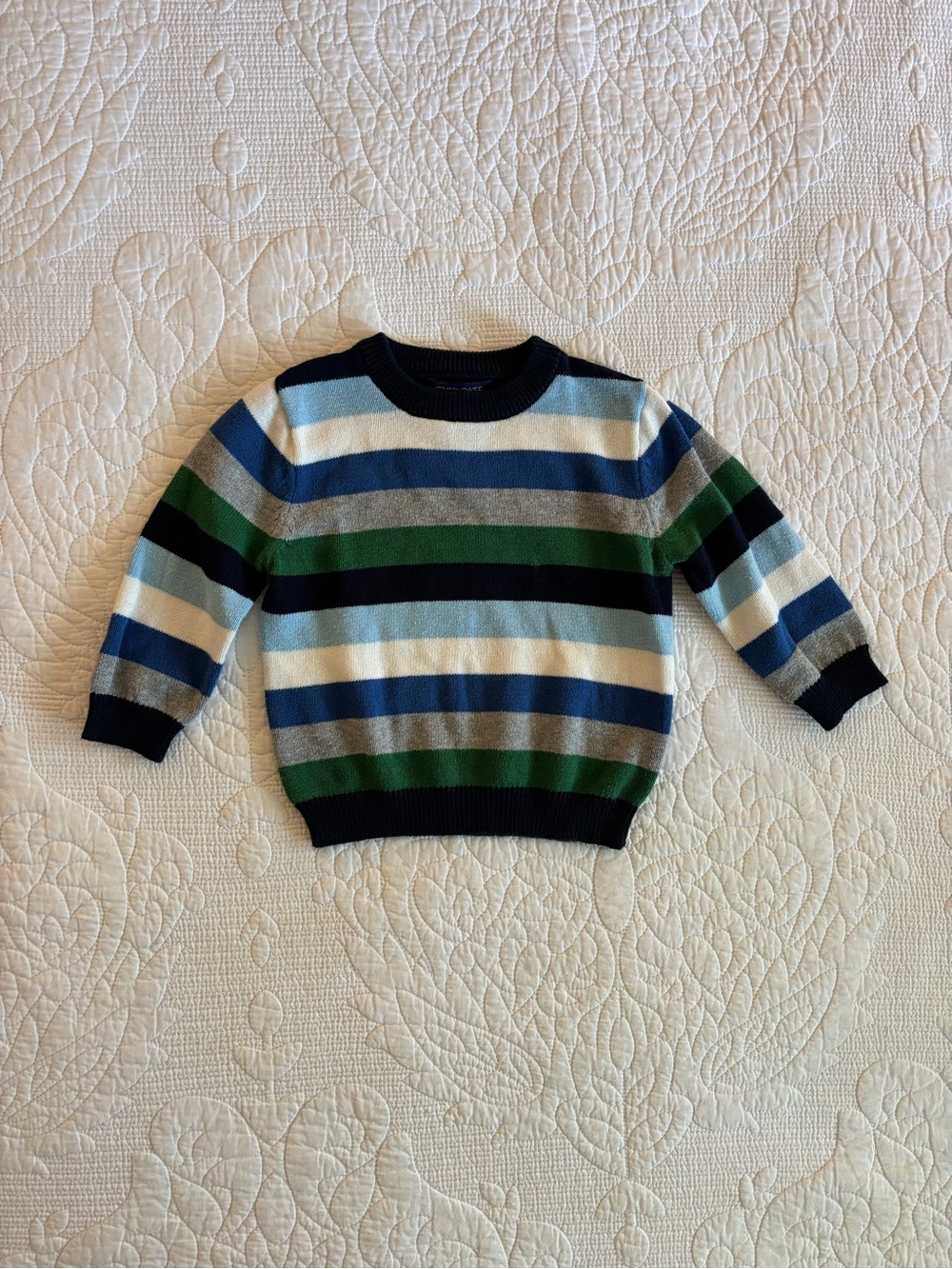 Vintage Striped Crewneck Sweater - Blue, Green, Gray, Cream